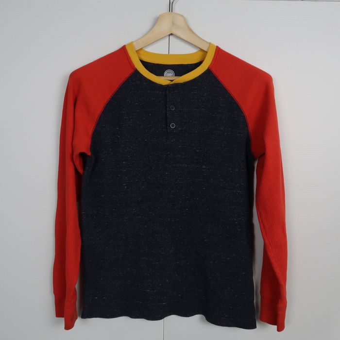 Vintage Wonder Nation Womens Thermal Shirt Size 2XL Navy Blue & Red Long  Sleeve Pullover