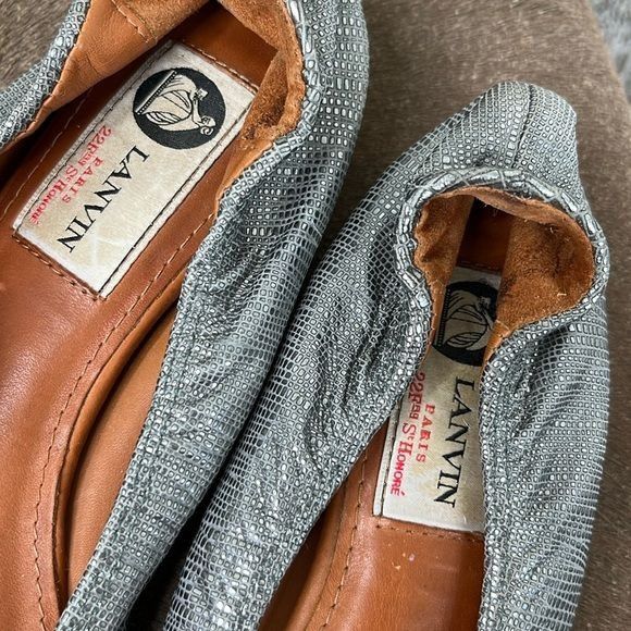 Lanvin Lanvin The Ballerina Flat in Lizard Embossed Textured Metall Size US 6 / IT 36 - 2 Thumbnail