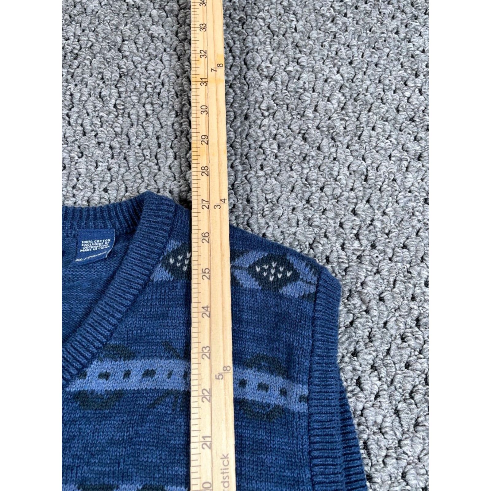 Chaps Chaps Vest Sweater Adult XL Dark Blue Aztec Geometric Pattern V-Neck Cotton Knit Size US XL / EU 56 / 4 - 6 Thumbnail