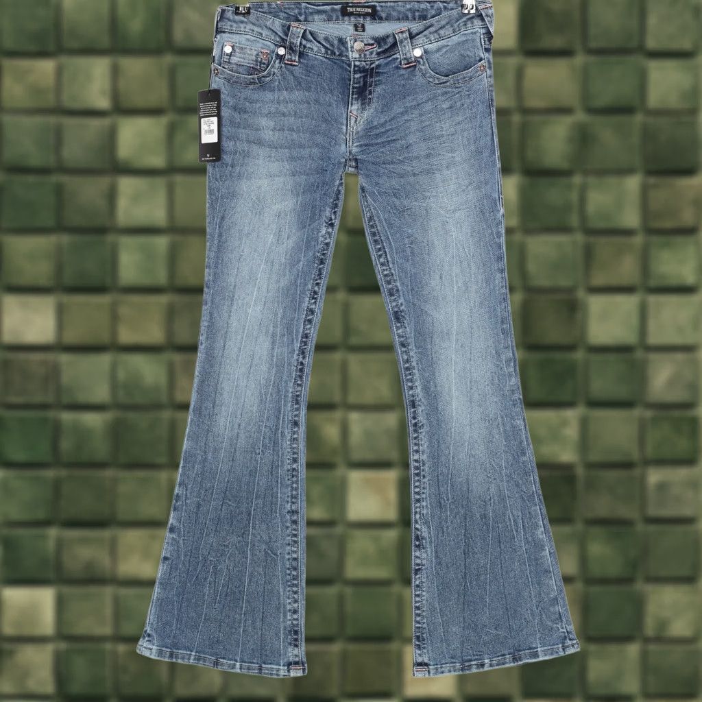 True Religion TRUE RELIGION Jeans Women Flared Bootcut Low Rise W29 Inseam 32" Blue Knit Denim Pocket 5-Pocket Design Stretch Adult Womens Size 29" - 1 Thumbnail