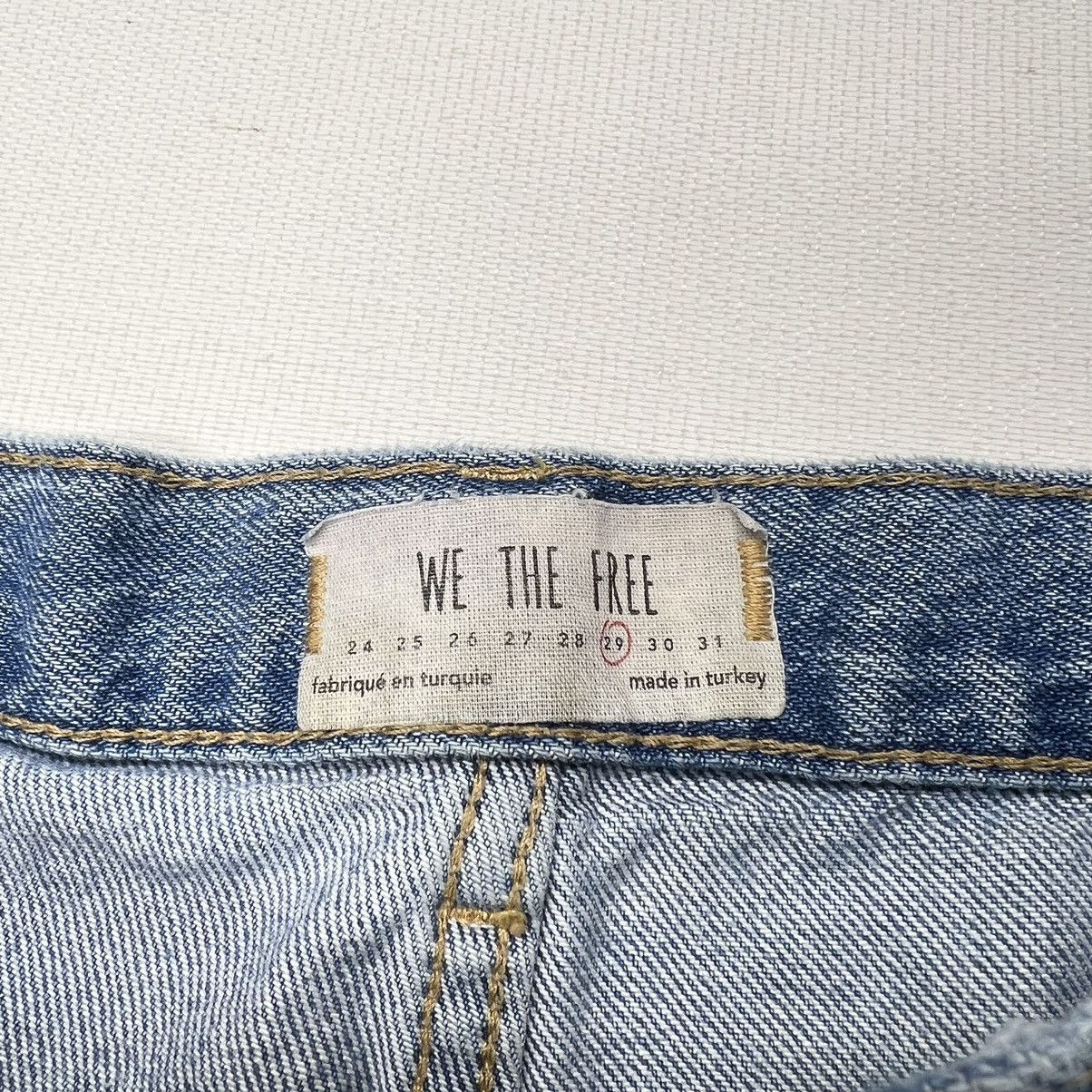 Free People We The Free Jeans Blue Straight Distressed Destroyed Ripped Size 29" - 9 Thumbnail
