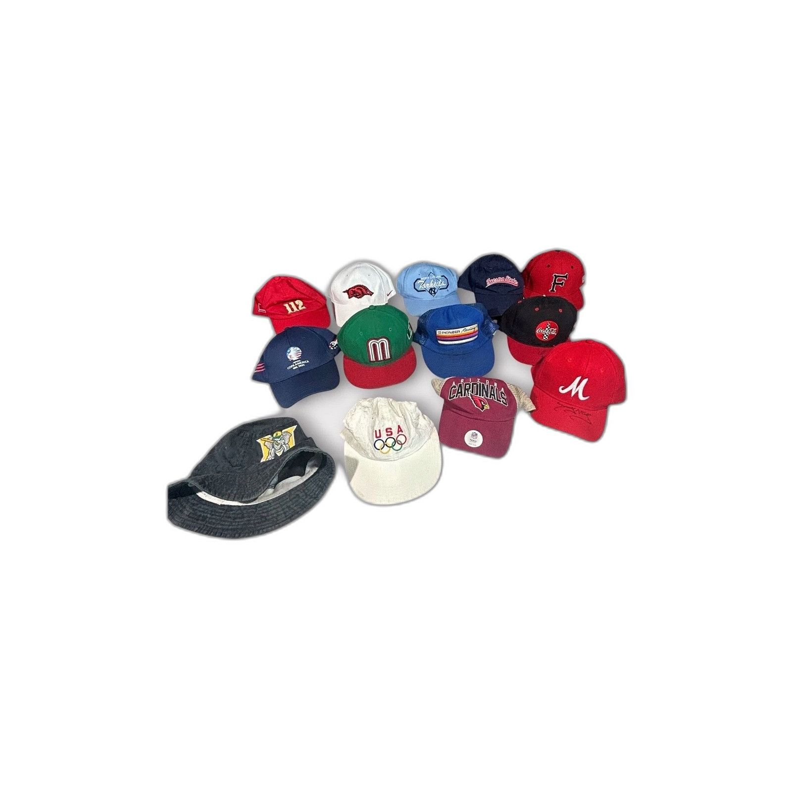 Vintage Lot of 13 Sports College Hats MLB Racing Olympics VTG Resell Size ONE SIZE - 2 Thumbnail