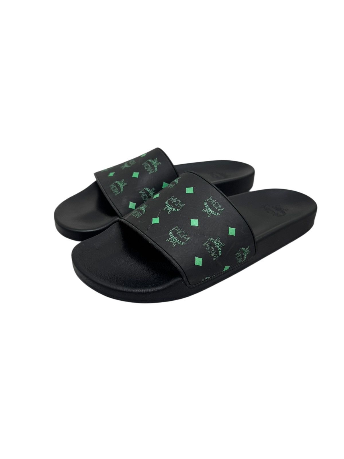MCM MCM Monogram Print Rubber Slides Black Size US 9 / EU 42 - 1 Thumbnail