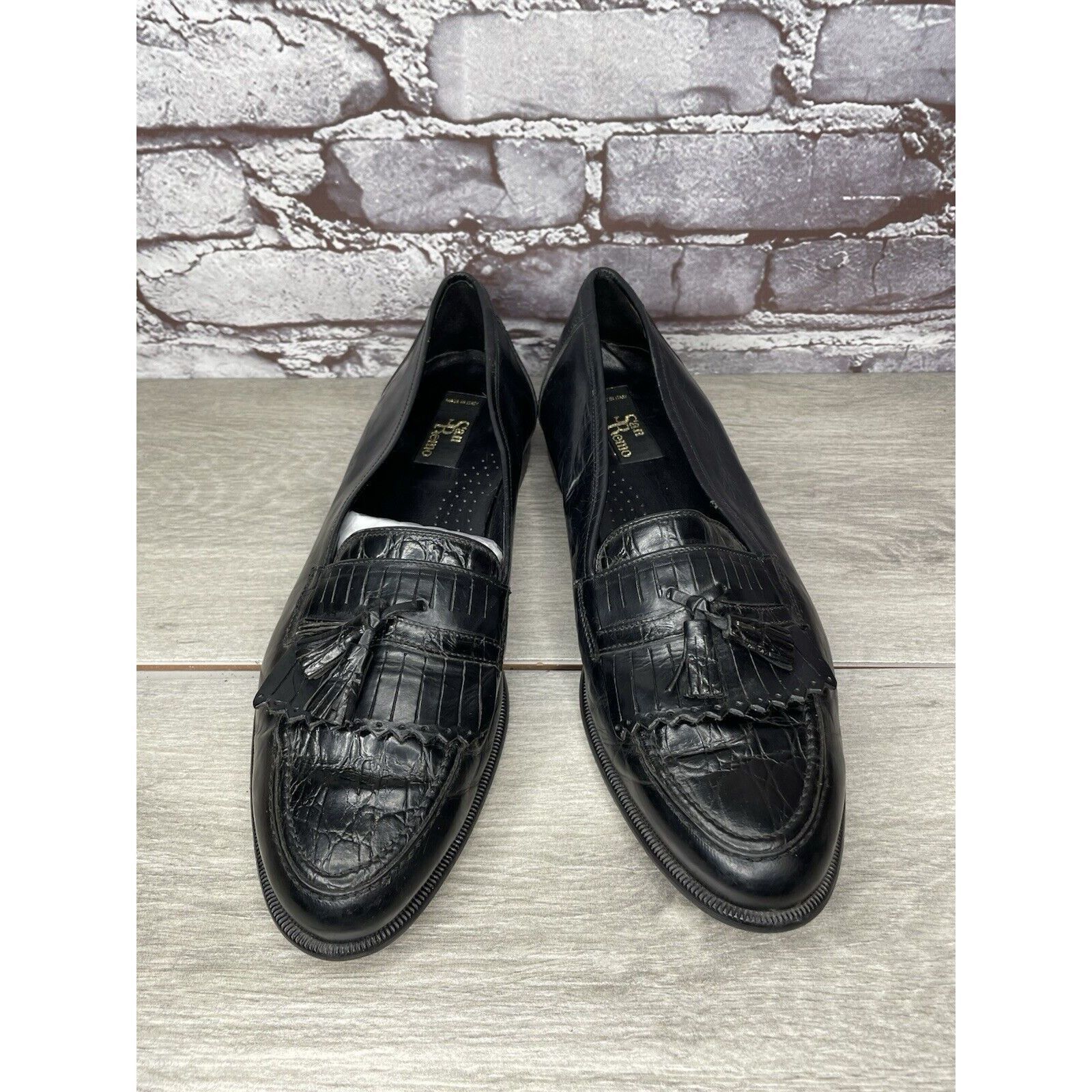 Other San Remo Black Leather Croc Kilte Tassel Dress Loafers Men S Size US 9.5 / EU 42-43 - 11 Thumbnail