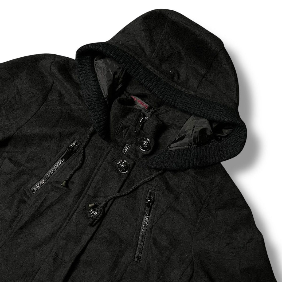 If Six Was Nine × Japanese Brand × Yasuyuki Ishii CRAZY ANGEL BUTTON UP ZIPPER PUNK GOTHIC WOOL HOODIE JACKET Size US XXL / EU 58 / 5 - 4 Thumbnail