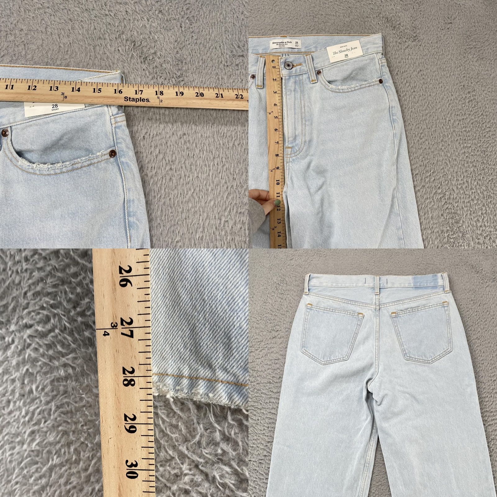 Abercrombie & Fitch Abercrombie & Fitch Jeans Womens 28 Short Light Wash Mid Rise Straight Slouchy Size 28" / US 6 / IT 42 - 8 Thumbnail