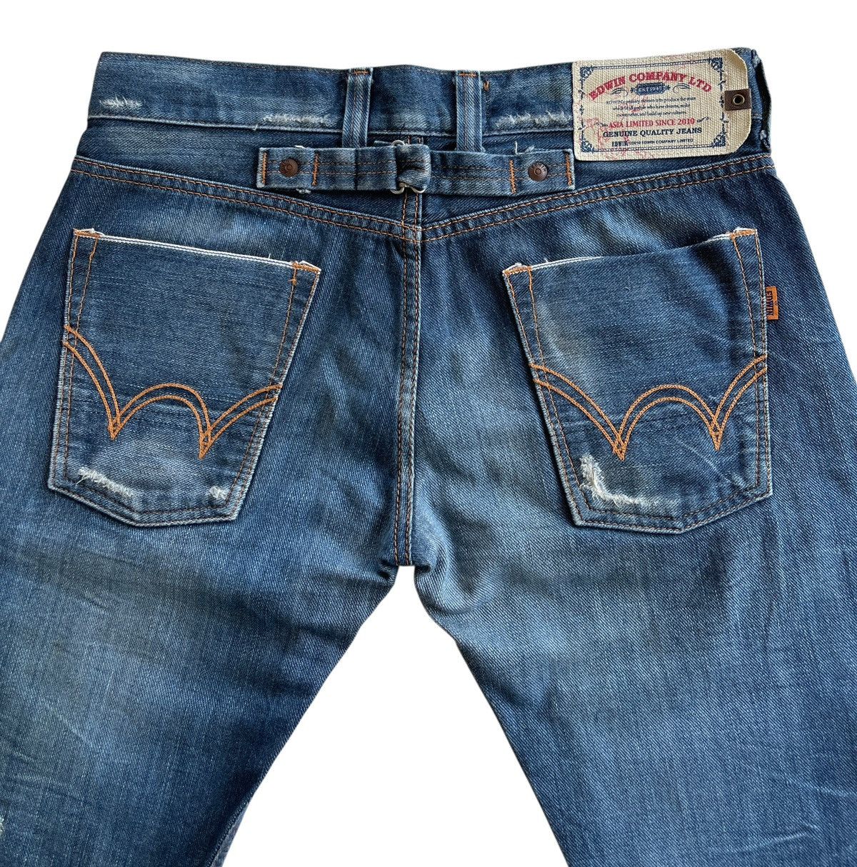 Japanese Brand Edwin Limited Blue Selvedge Buckleback Distressed Denim Size US 31 - 5 Thumbnail