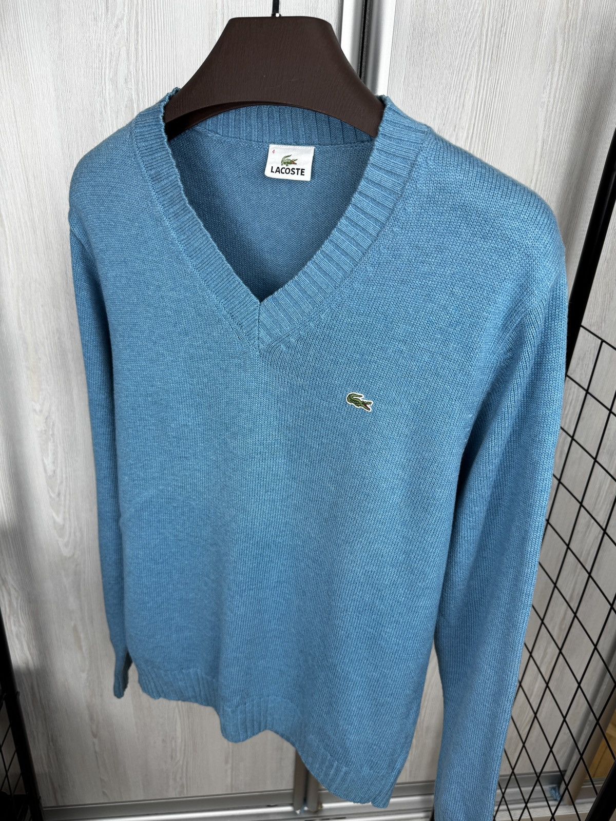 Lacoste Lacoste sky blue cotton wool v-neck vintage sweater size 4 Size US M / EU 48-50 / 2 - 6 Thumbnail