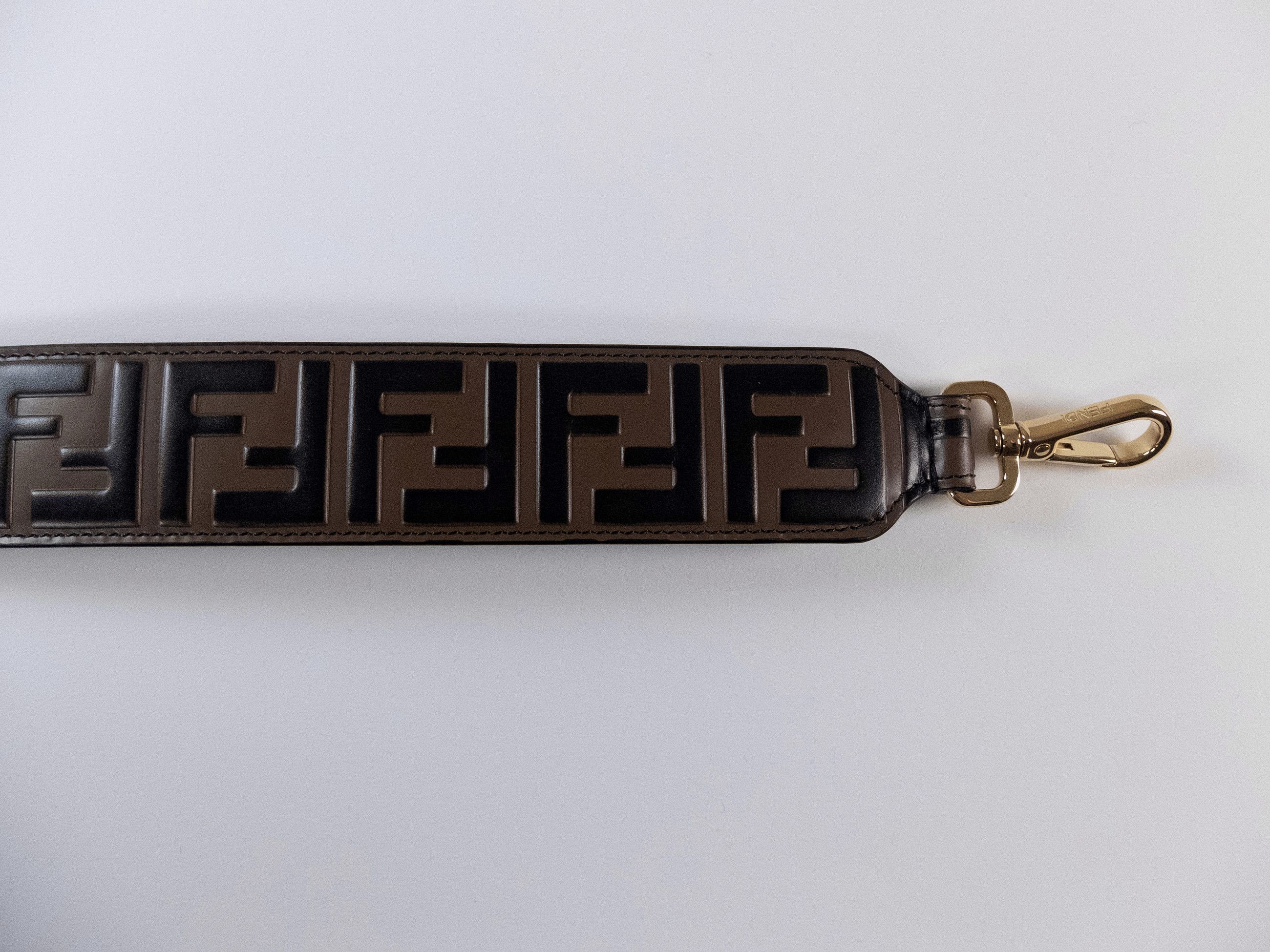 Fendi FENDI Strap You brown & black FF logo leather bag strap Size ONE SIZE - 2 Thumbnail