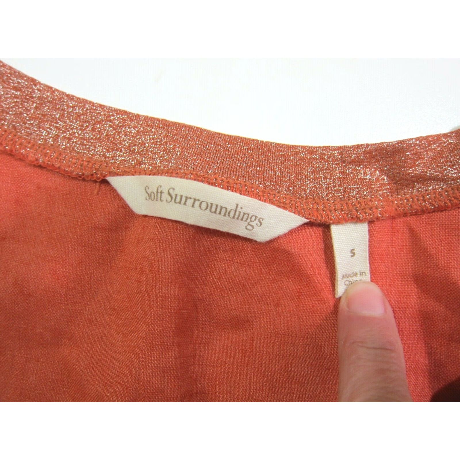 Soft Surroundings Soft Surroundings Orange Metallic Linen Sleeveless Tank Blouse Shirt Women Small Size S / US 4 / IT 40 - 3 Thumbnail