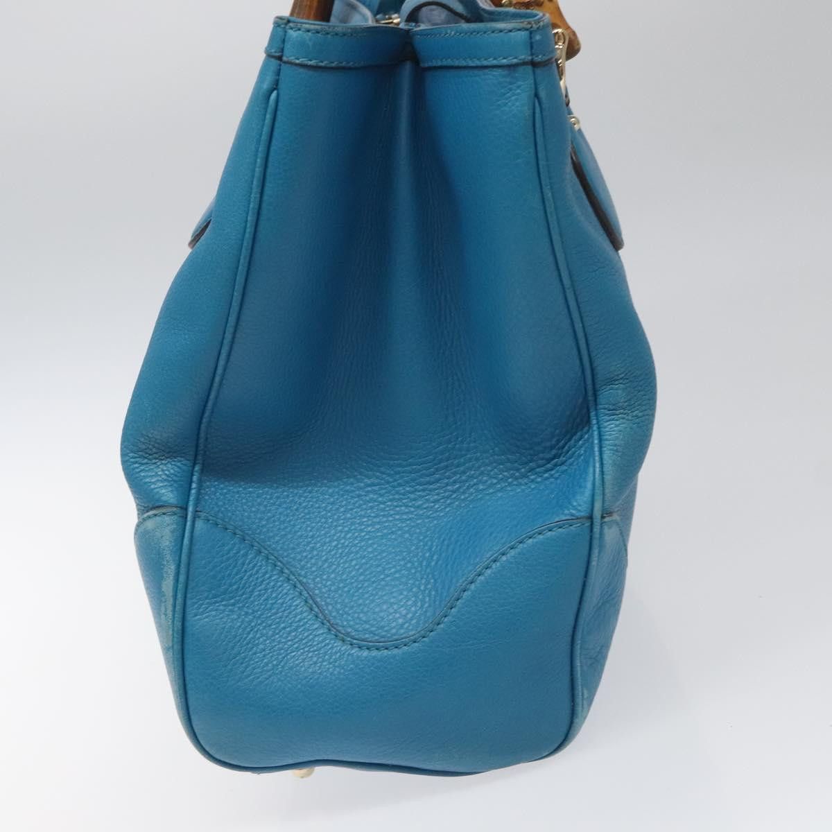 Gucci GUCCI Bamboo Hand Bag Leather Blue Gold Size ONE SIZE - 4 Thumbnail