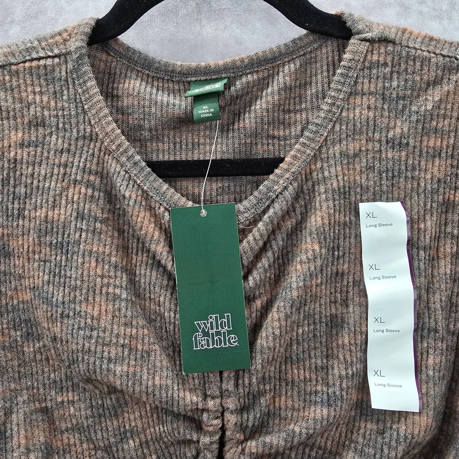 Other Wild Fable Brown Knit Crop Split Cozy Top NWT Extra Large Size XL / US 12-14 / IT 48-50 - 5 Thumbnail