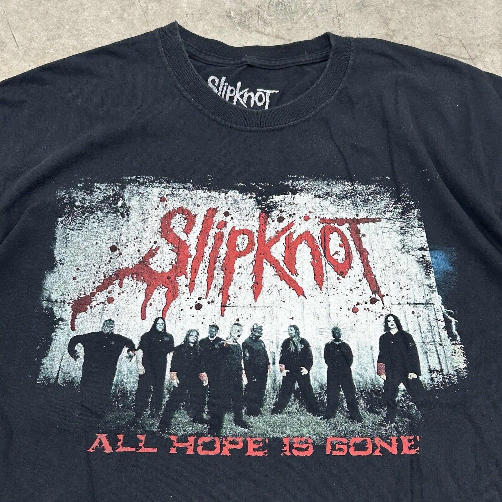 Band Tees × Hanes × Vintage Vintage Slipknot Heavy Metal Concert Band Tee Black T Shirt Size US XL / EU 56 / 4 - 2 Thumbnail