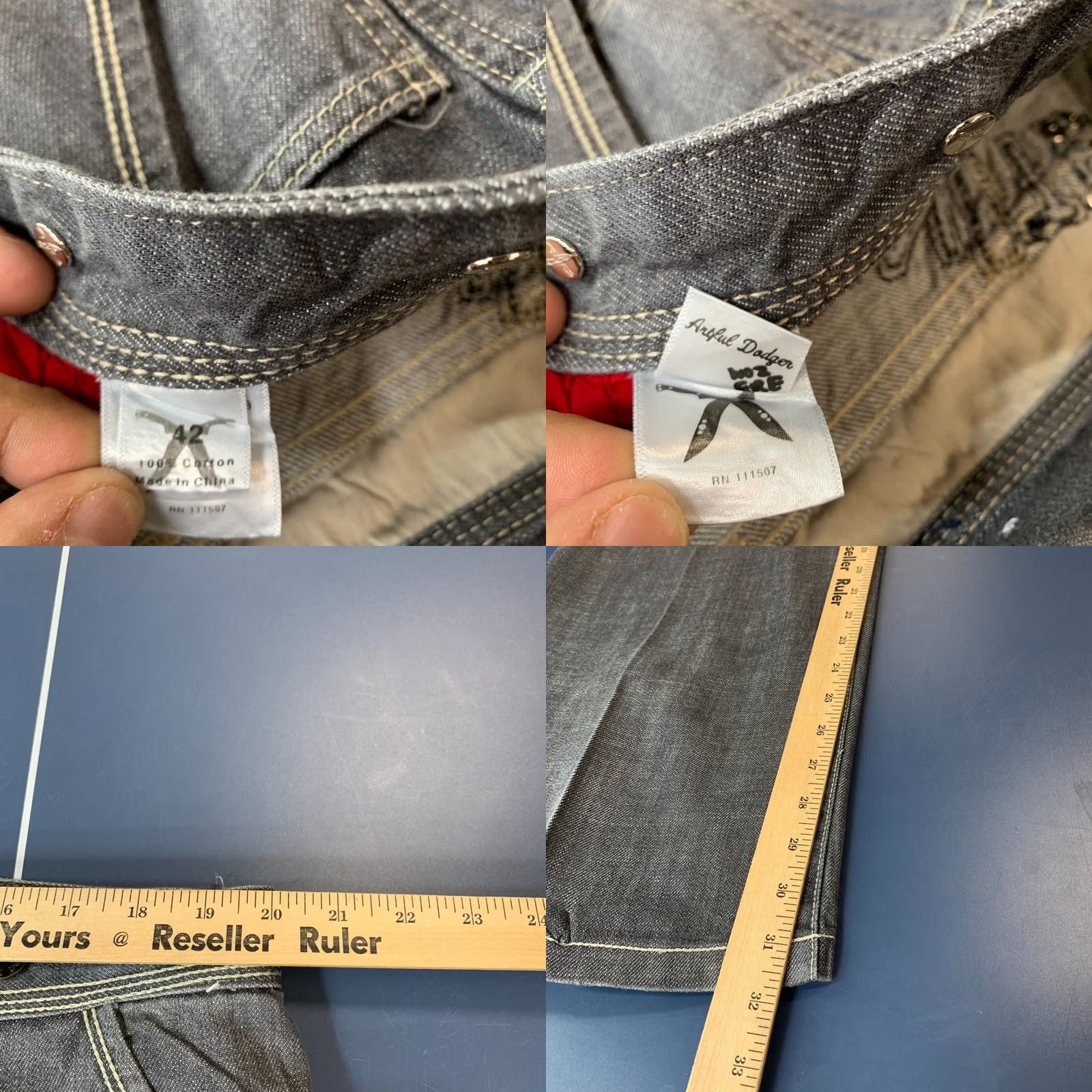 Denime VINTAGE Artful Dodger Denim Jeans Men 42 40x32 Gray Distressed Y2K Style Size US 42 / EU 58 - 9 Thumbnail