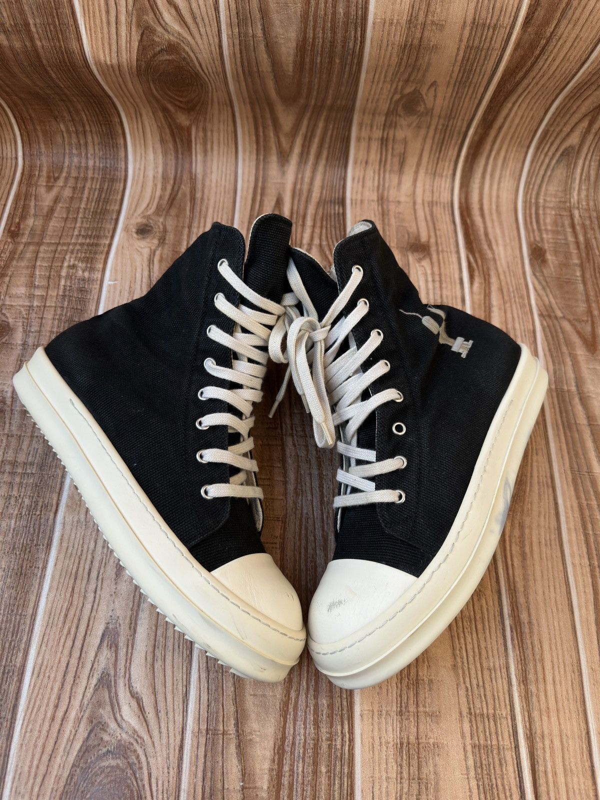 Rick Owens Rick Owens DRKSHDW Canvas Ramones Embroidered Logo Hightops Size US 7.5 / EU 40-41 - 5 Thumbnail