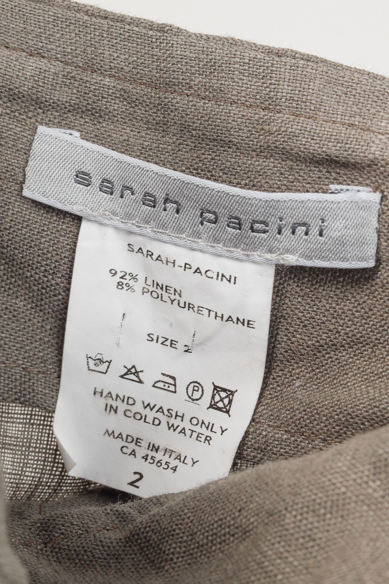 Sarah Pacini Sarah Pacini Taupe Linen Waist-Tie Wide-Leg Pants Size 32" / US 10 / IT 46 - 8 Thumbnail