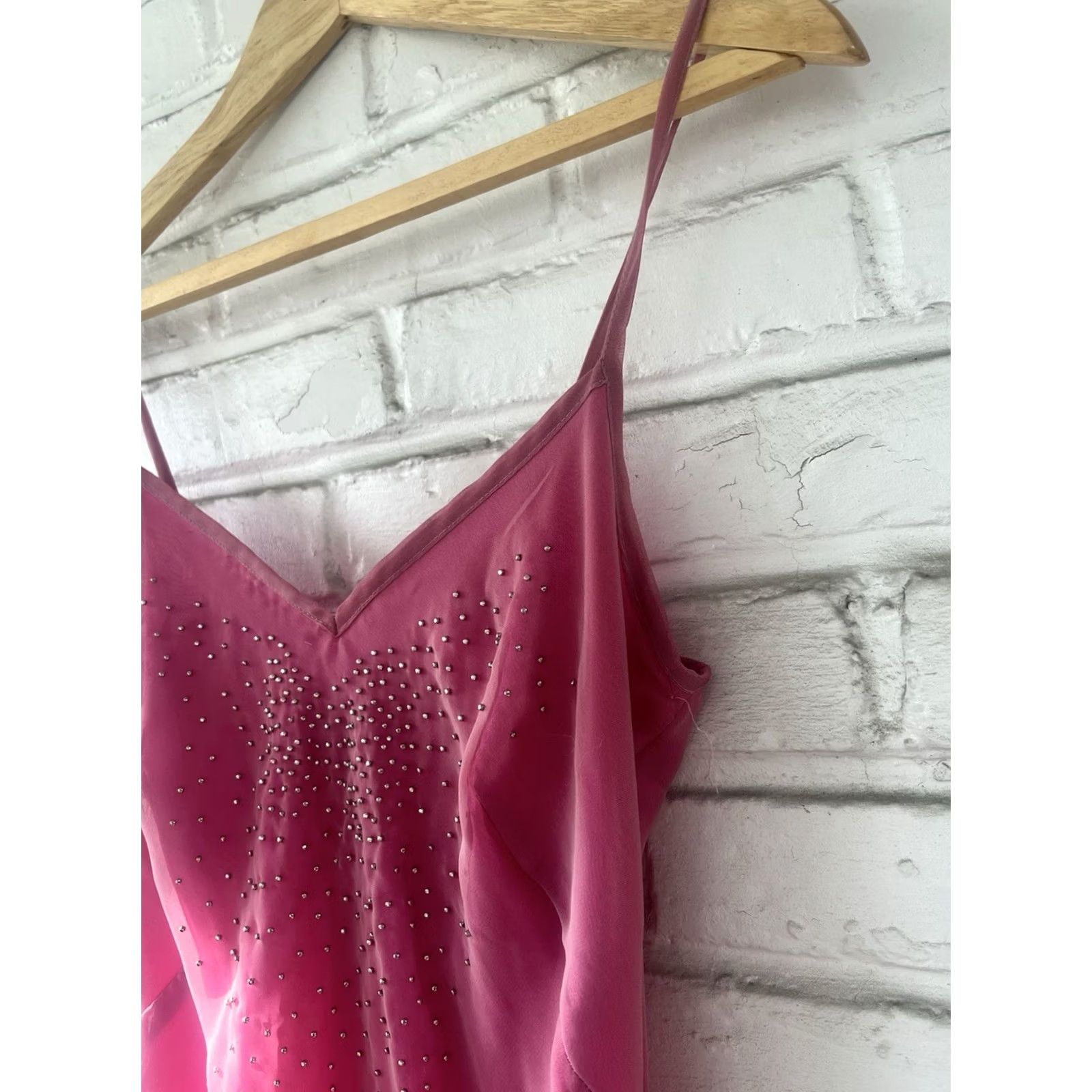 Pinko VINTAGE Y2K Dress Pink Midi Sheath Rhinestone Party Cocktail Womens Petite 6P Size M / US 6-8 / IT 42-44 - 3 Thumbnail