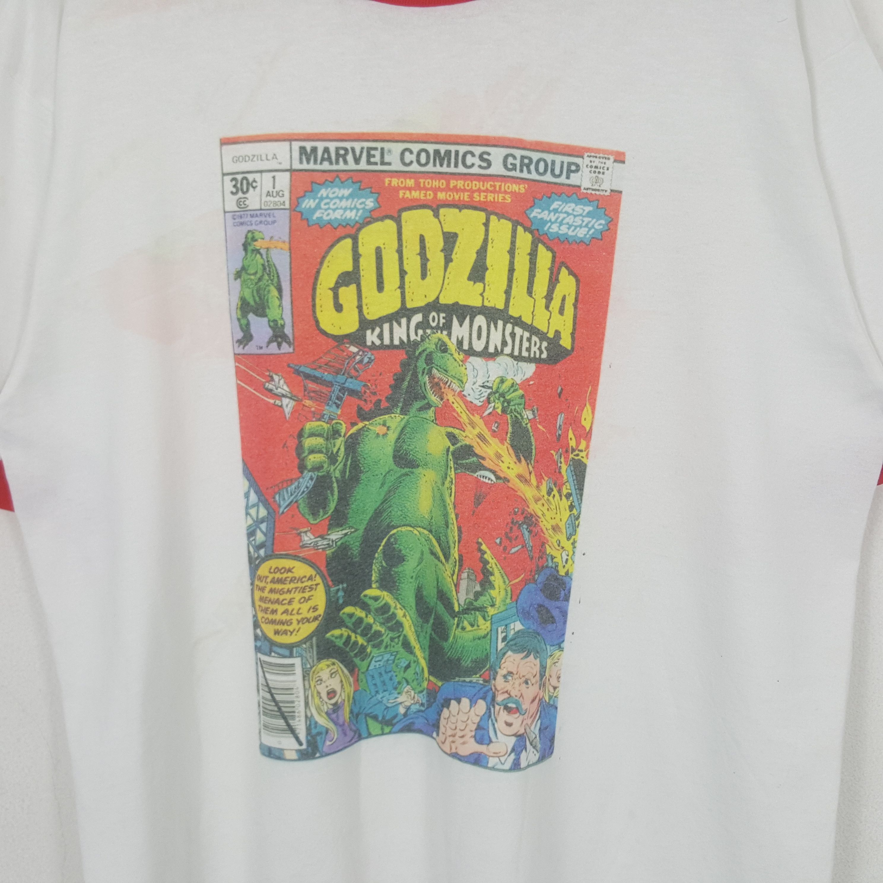 Marvel Comics Vintage Godzilla Marvel Comics Group Ringer Tshirt RR27 Size US XL / EU 56 / 4 - 2 Thumbnail