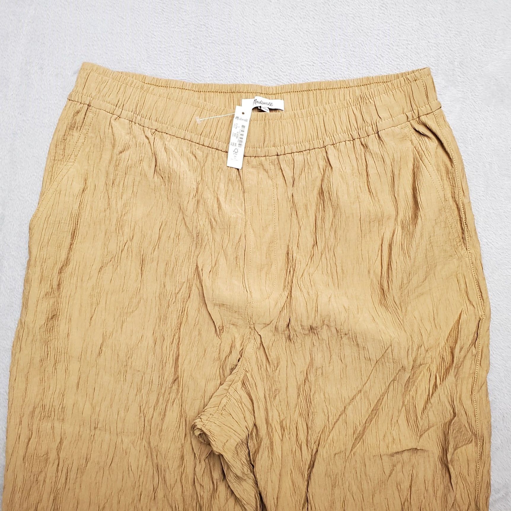 Madewell Madewell Pants Womens Large Brown Crinkle Wide Leg Crepe Elastic Waist Crop Size 36" / US 14 / IT 50 - 3 Thumbnail