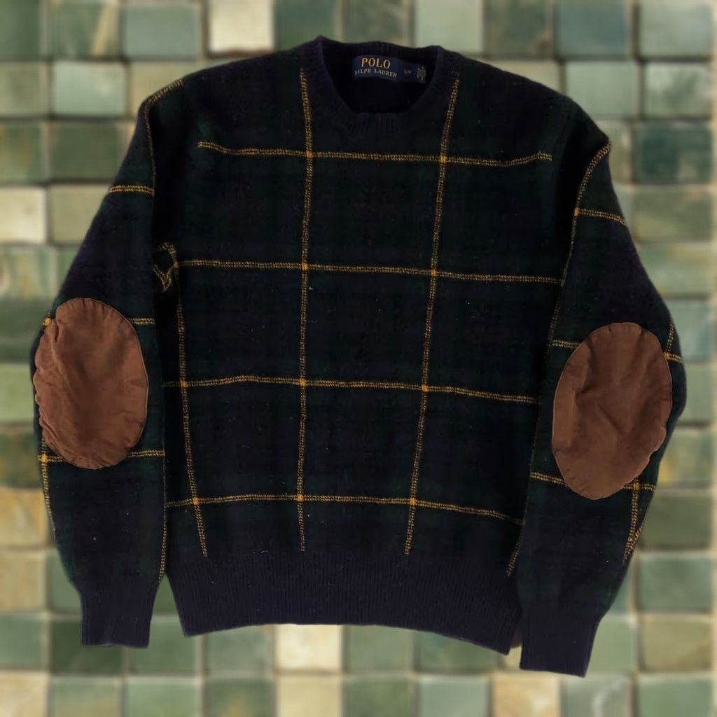 Polo Ralph Lauren Polo Ralph Lauren Sweater Womens S 100% Wool Blue Green Plaid Elbow Patches Multicolor Pullover - Polo Ralph Lauren Sweater S Womens Size S / US 4 / IT 40 - 1 Thumbnail