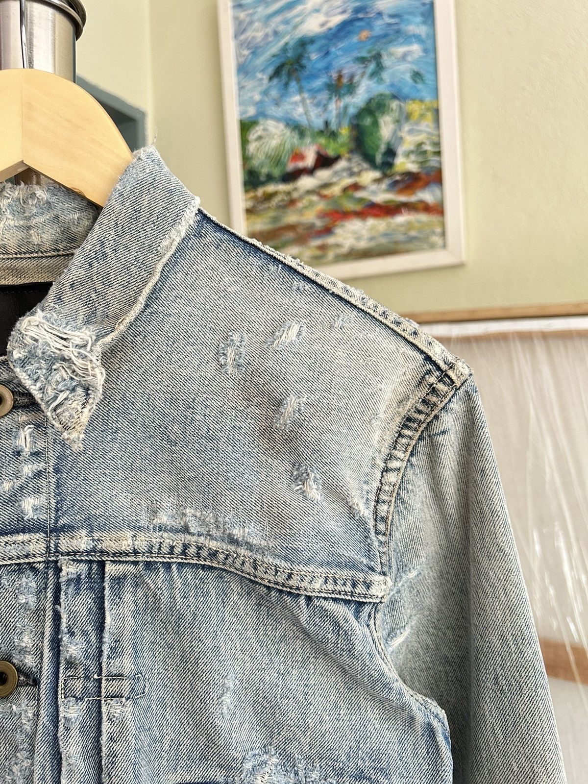 If Six Was Nine Wjk Distressed Denim Jacket Size US L / EU 52-54 / 3 - 4 Thumbnail