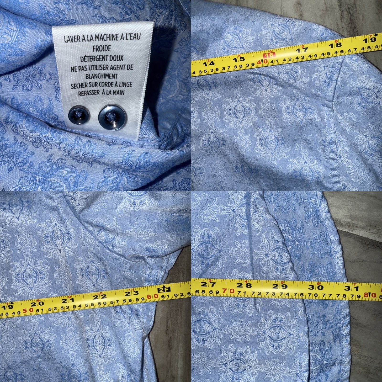 Robert Graham Robert Graham Shirt Men’s Large Light Blue Scroll Abstract Flip Cuffs Button Up Size US L / EU 52-54 / 3 - 9 Thumbnail