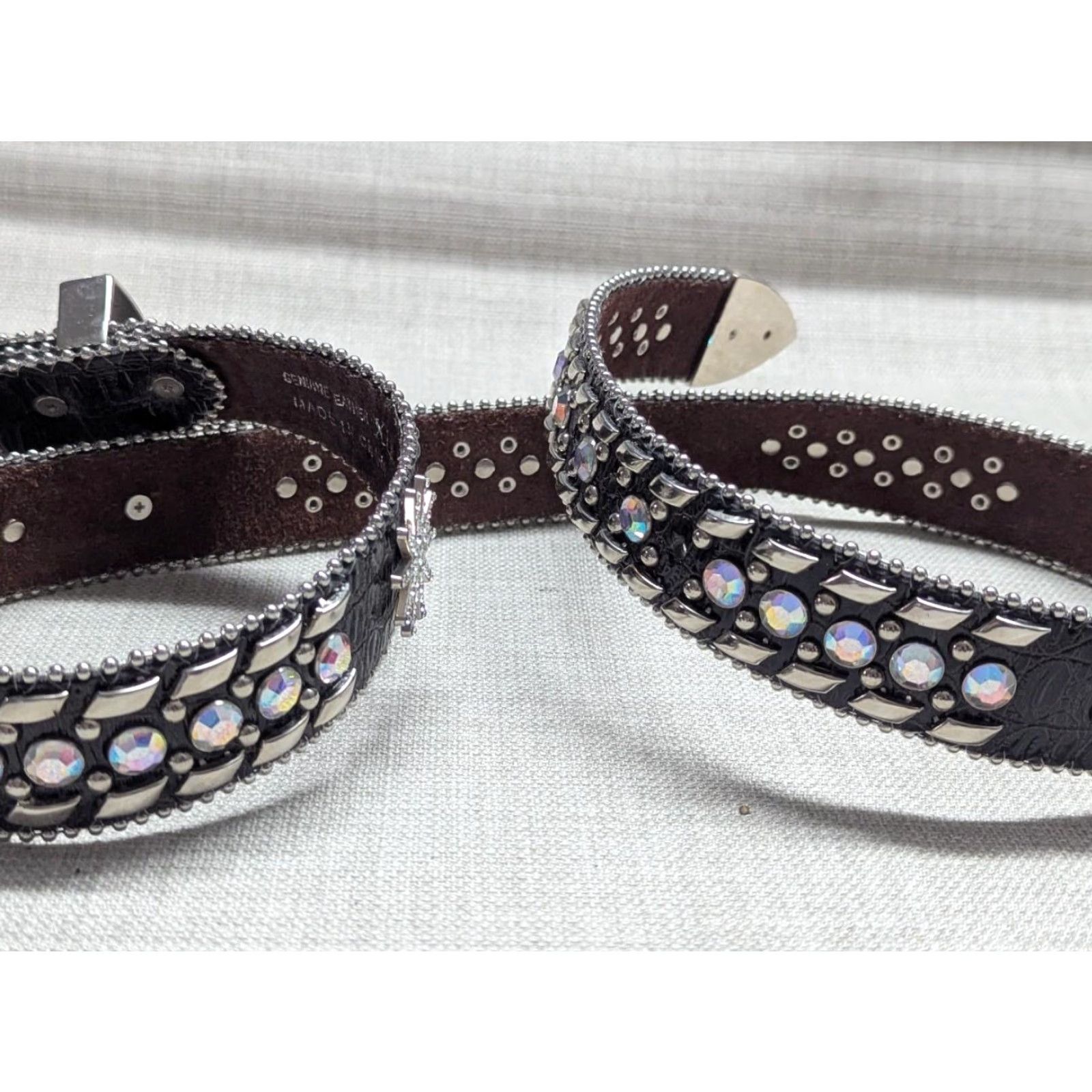Vintage VINTAGE rhinestone belt Western XS? Size 40 - 3 Thumbnail