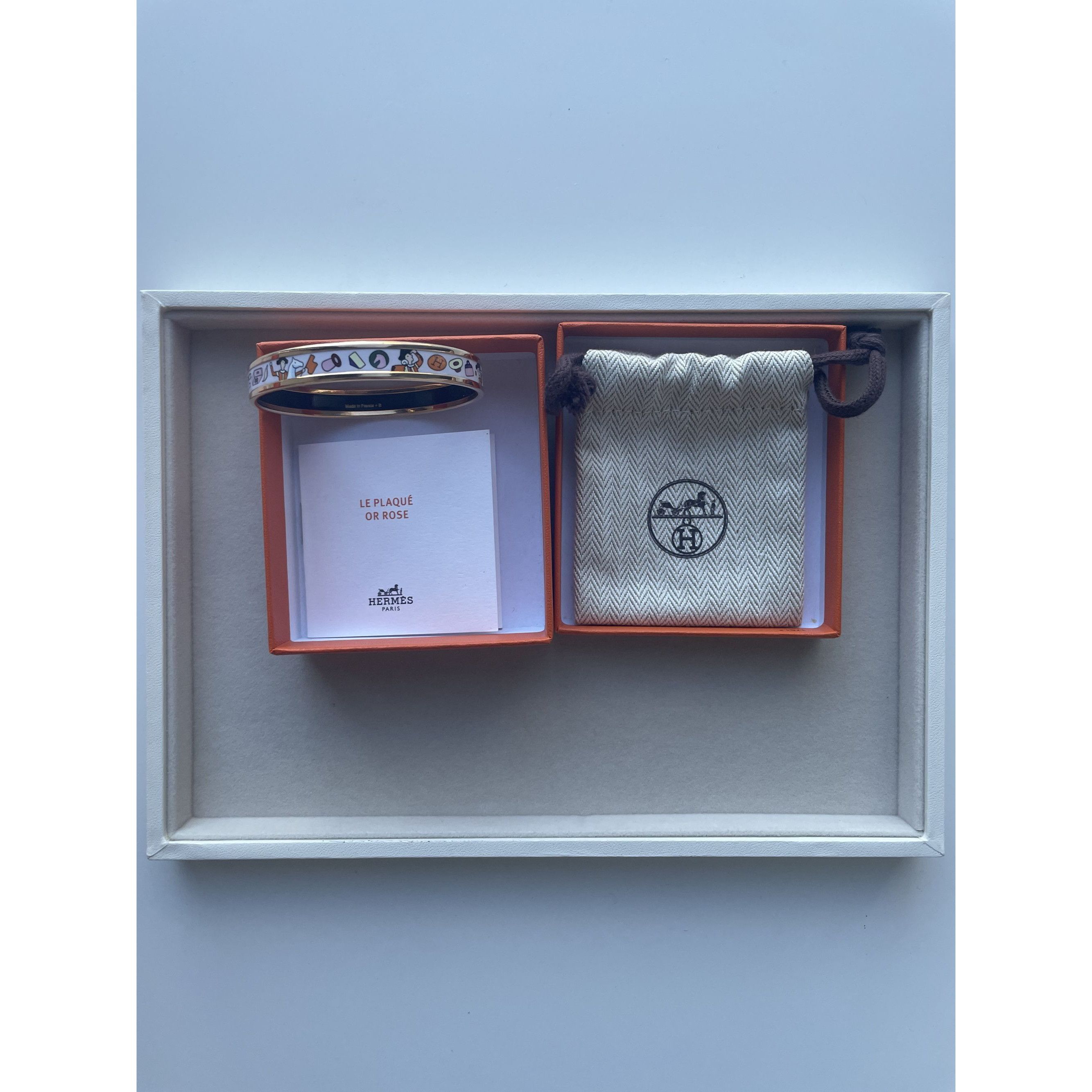 Hermes Hermès Paris Enamel & Rose Gold Plated Bangle Bracelet Made Size ONE SIZE - 2 Thumbnail