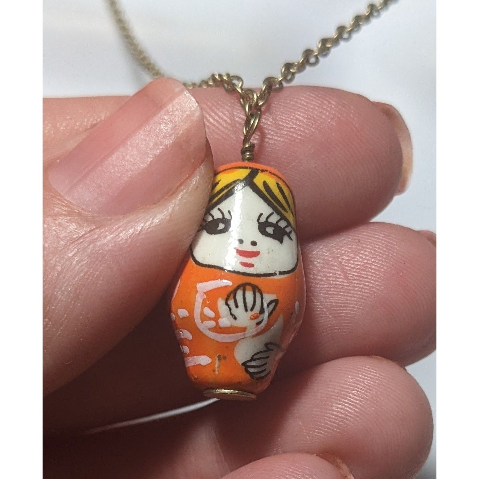 Other Retro Orange Russian Nesting Doll Necklace Size ONE SIZE - 10 Thumbnail