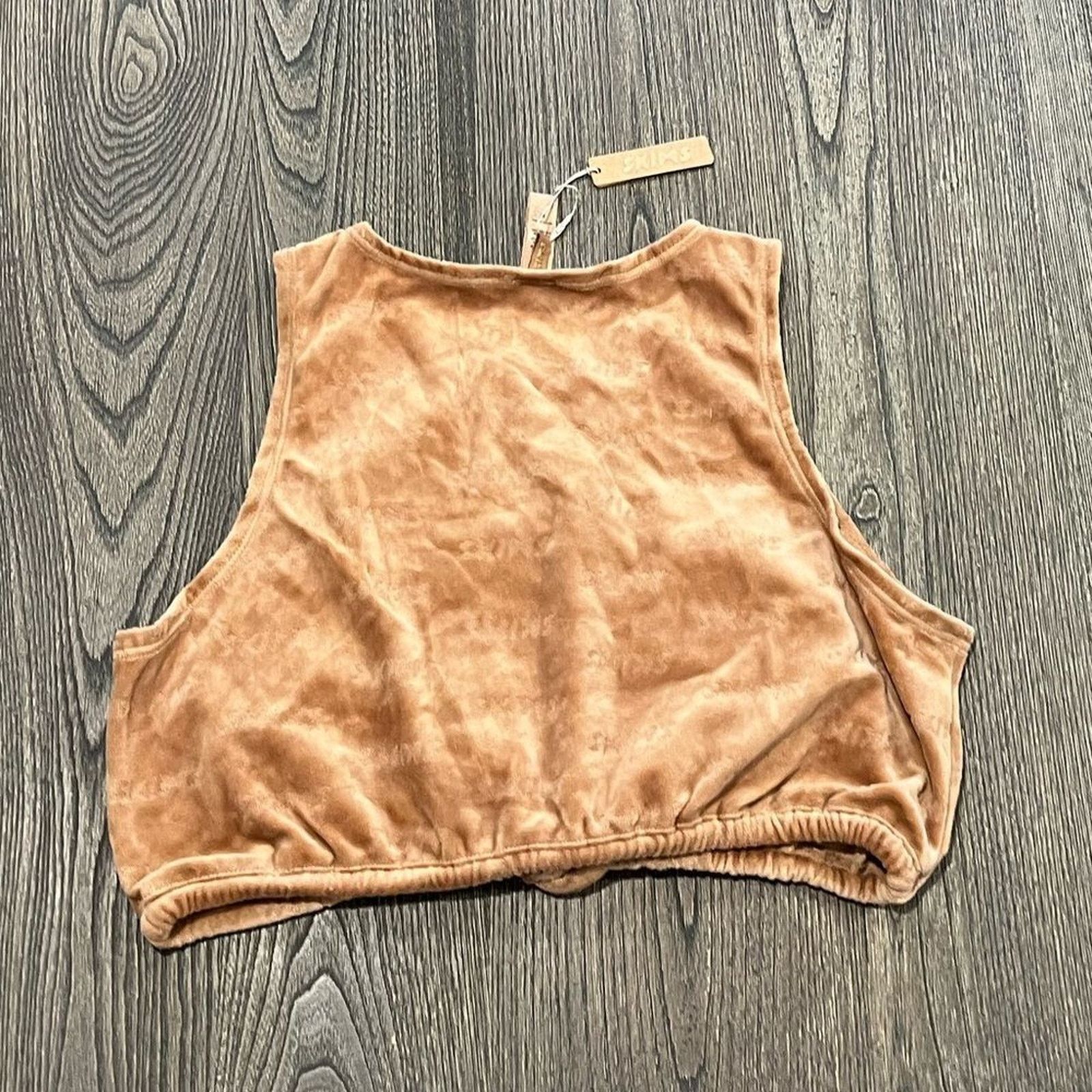 SKIMS NWT Skims Logo Velour Front Tie Cropped Tank Top Crewneck 2X Size XXL / US 16-18 / IT 52-54 - 4 Thumbnail