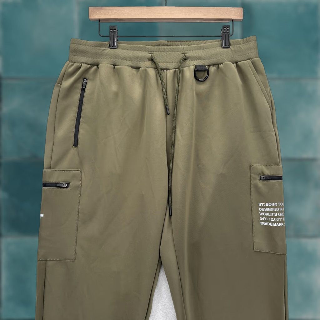 Born Born Tough Momentum Jogger Pants Mens XL Green Cargo Pocket Tapered Stretch Tech Cannabis? Size US 36 / EU 52 - 1 Thumbnail