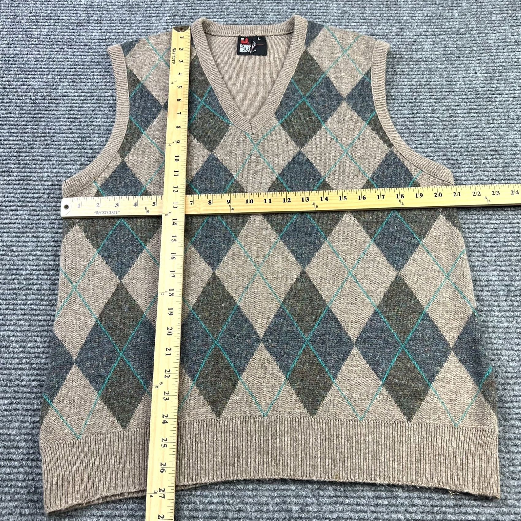 Vintage VINTAGE Robert Bruce Argyle Tan Knit Sweater Vest L USA Union Made Mens Vest 90s Golf Pattern Brown 100% Orlon Acrylic Size US L / EU 52-54 / 3 - 4 Thumbnail