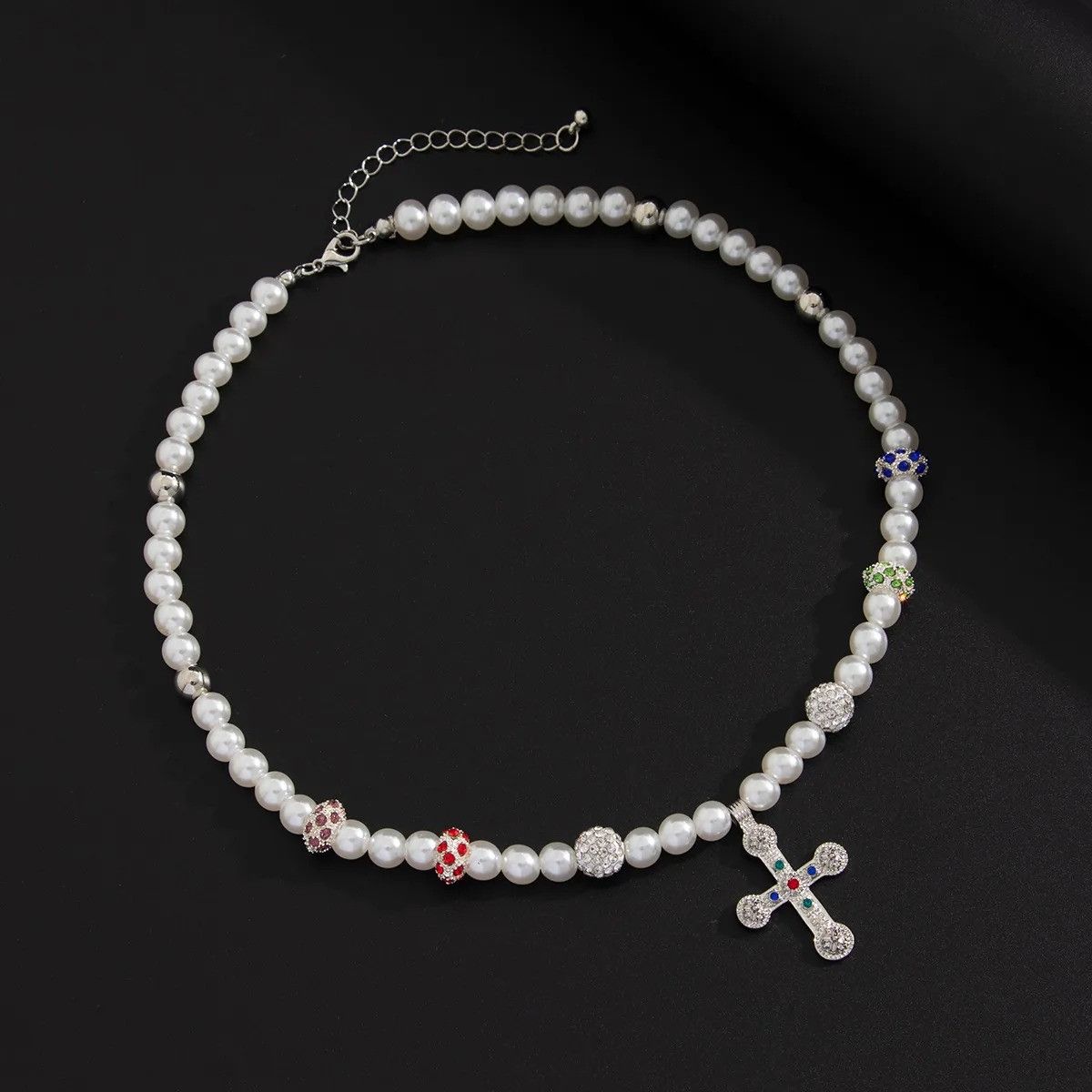 Vintage Pearl Necklace Cross Pendant Size ONE SIZE - 4 Thumbnail