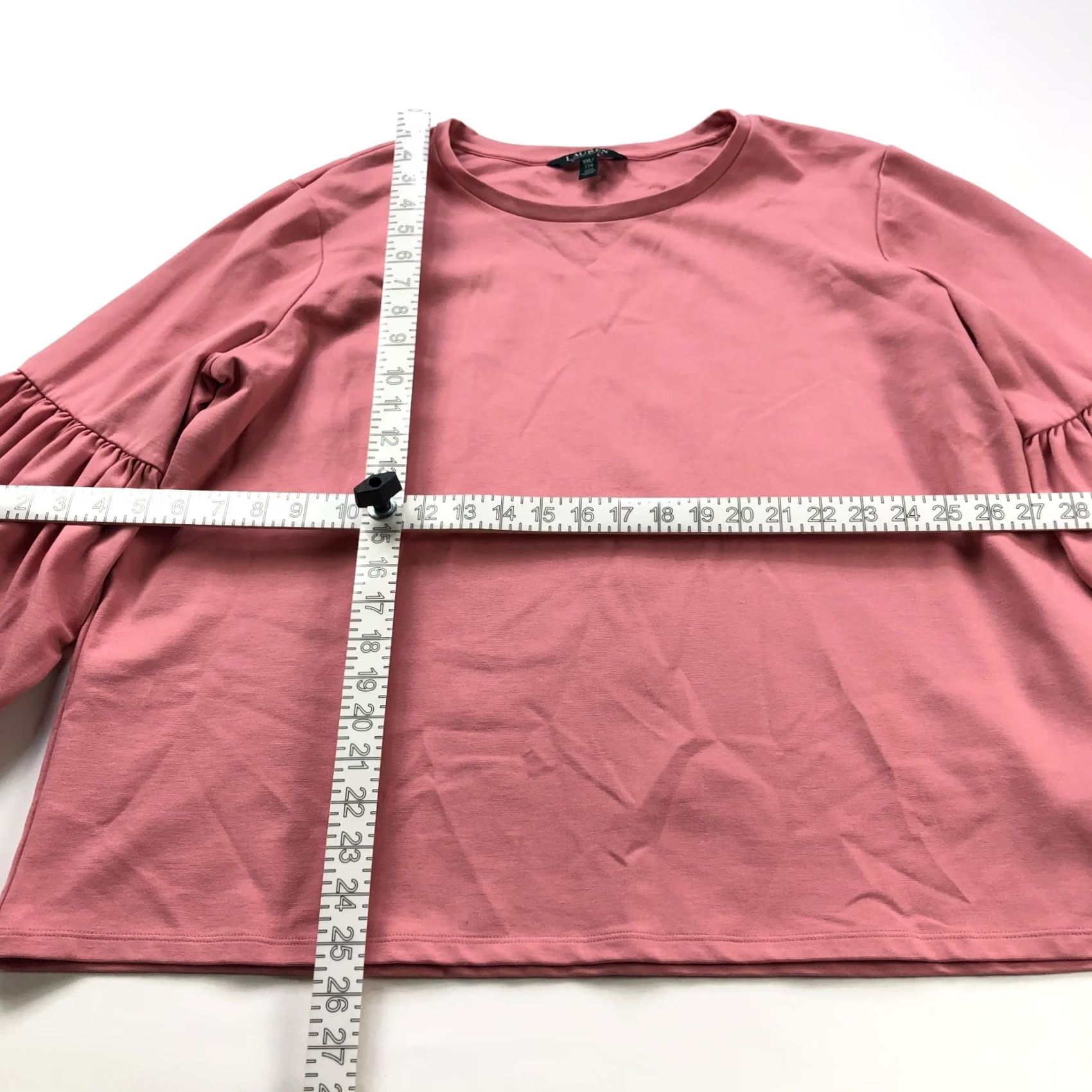 Ralph Lauren Lauren Ralph Lauren Blouse Shirt Viscose Nylon Pink XXL Bell Sleeve Pullover Top Women Regular Fit Crew Neck Casual Business Modern Classic Size XXL / US 16-18 / IT 52-54 - 3 Thumbnail