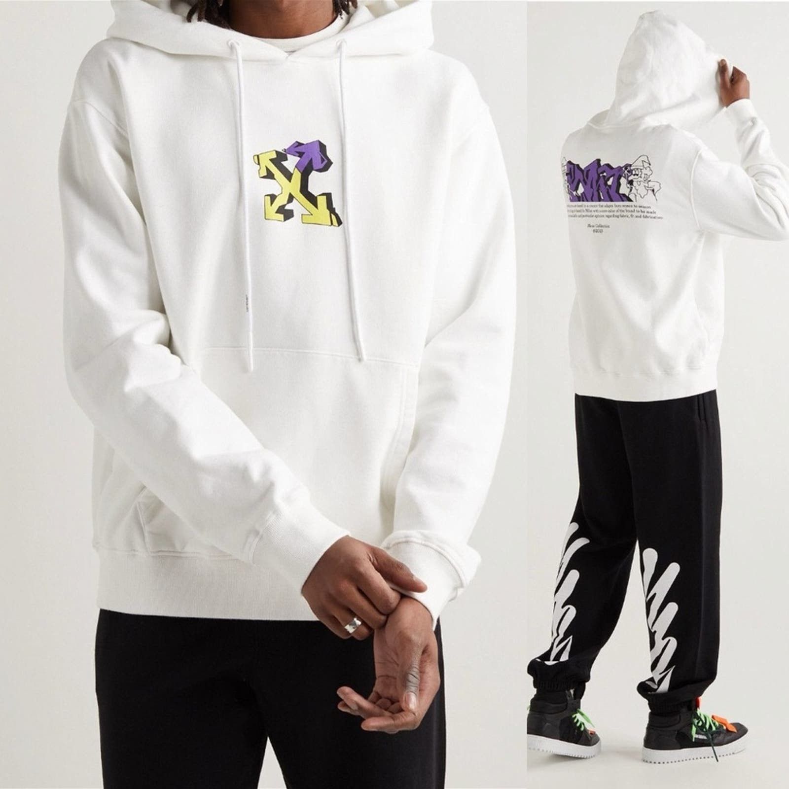 Printed cotton jersey hoodie