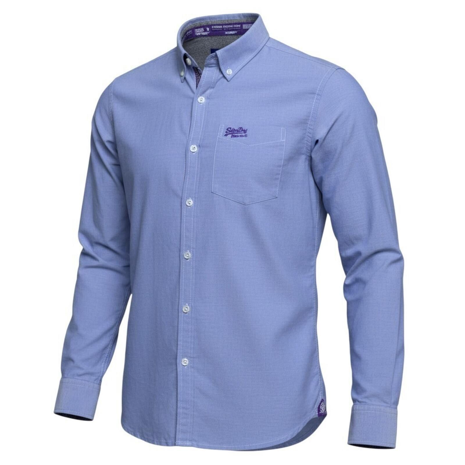 Superdry SuperDry Shirt Men's UK Size L Blue Pinstripe Embroidered Size 42R - 1 Thumbnail