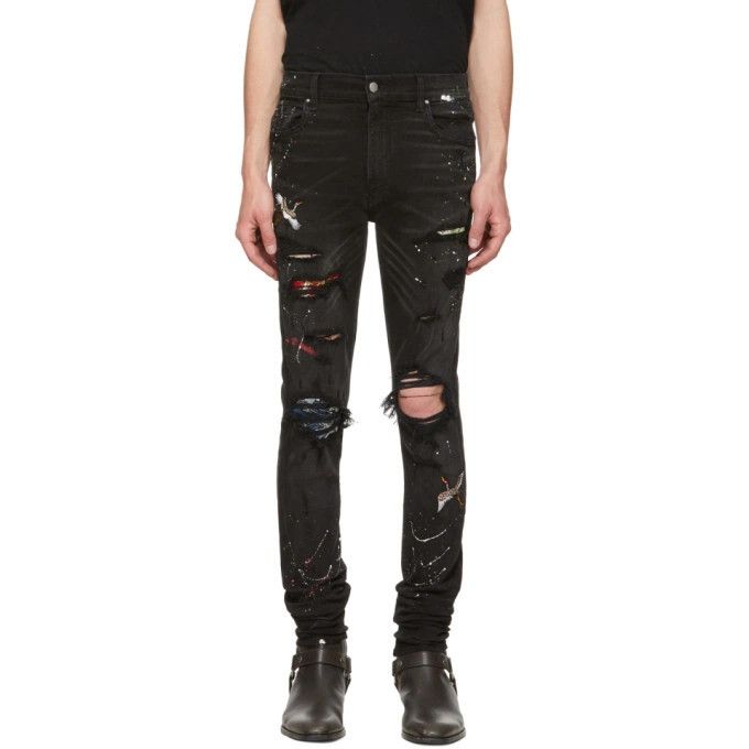 Amiri black painter art patched jeans Size US 38 / EU 54 - 2 Thumbnail