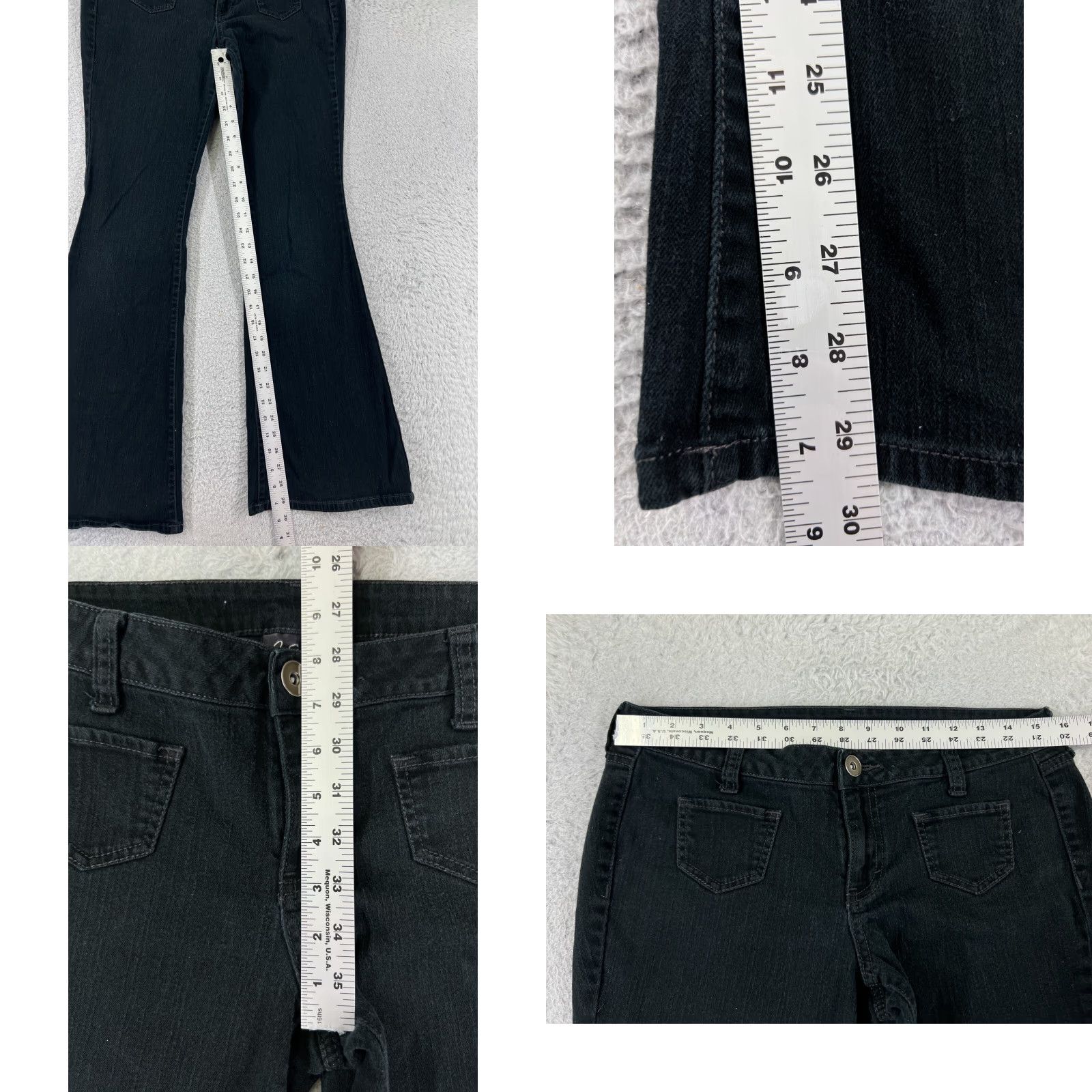 Vintage City Steets Jeans Womens 11 Black Denim Flared Low Rise Cotton Blend 29x29 Size 32" / US 10 / IT 46 - 8 Thumbnail