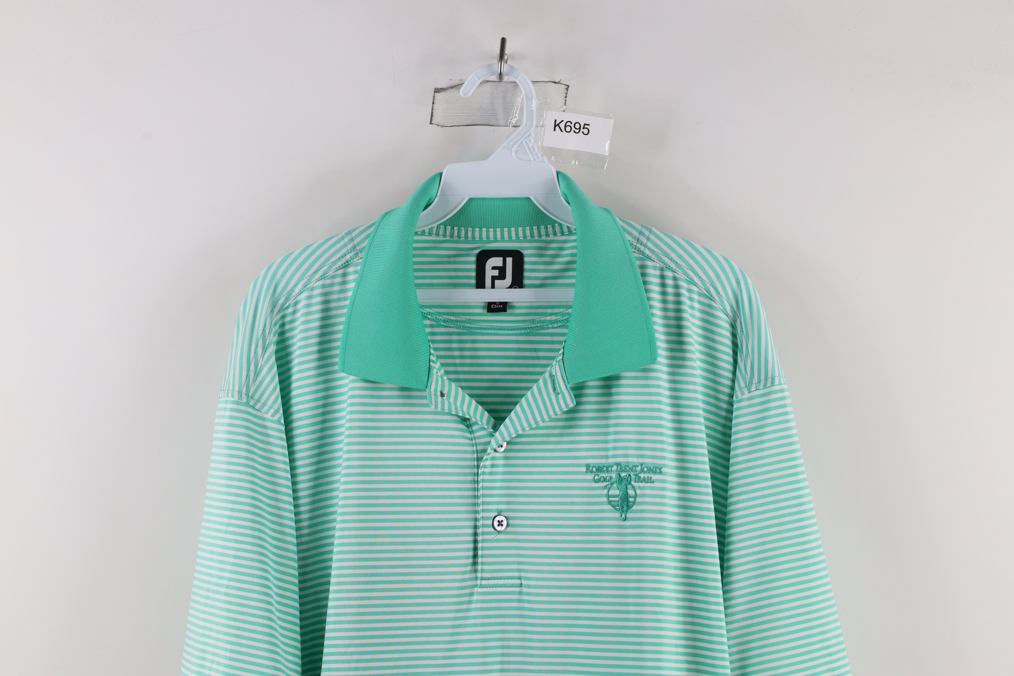 Footjoy × Vintage FootJoy Stretch Collared Short Sleeve Golf Polo Shirt Green Size US XL / EU 56 / 4 - 2 Thumbnail