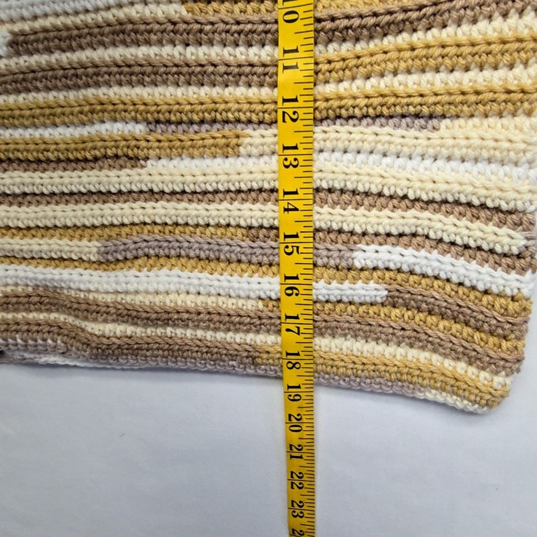 Handmade Womens Brown Tan S knitted Vest Striped Boho Knit Vest Size S / US 4 / IT 40 - 7 Thumbnail