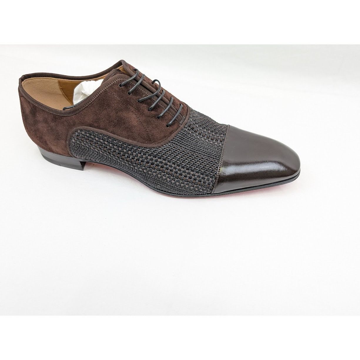 Christian Louboutin o1rshd1 Patent Calf Tresse Provence Lace Up Shoes Dark Brown Size US 11.5 / EU 44-45 - 2 Thumbnail