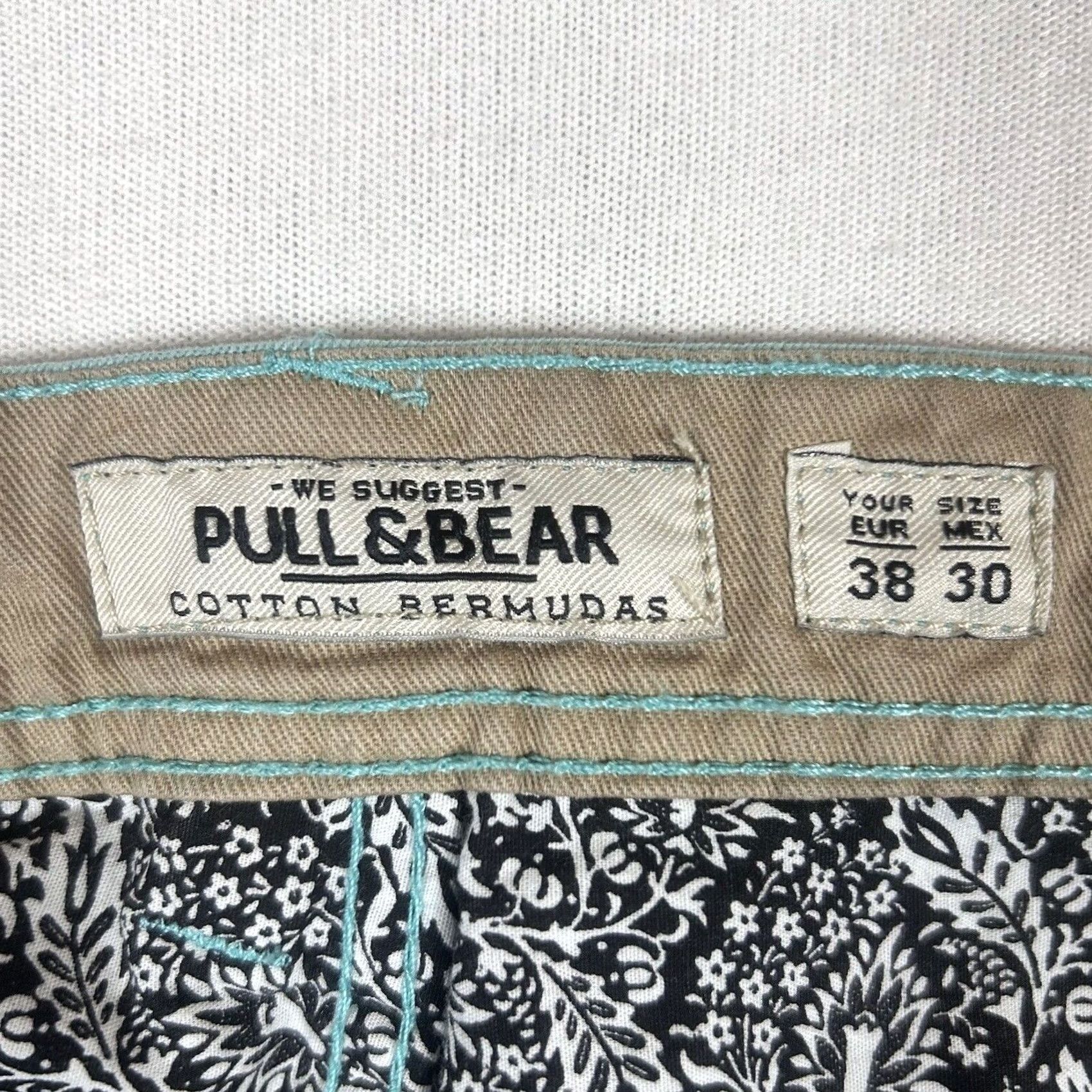 Vintage Pull&Bear Mens Bermuda Shorts 100% Cotton Regular Fit Zip Pocket Teal Green NWT Size 38 Casual Chino Bermuda Shorts Size US 38 / EU 54 - 7 Thumbnail