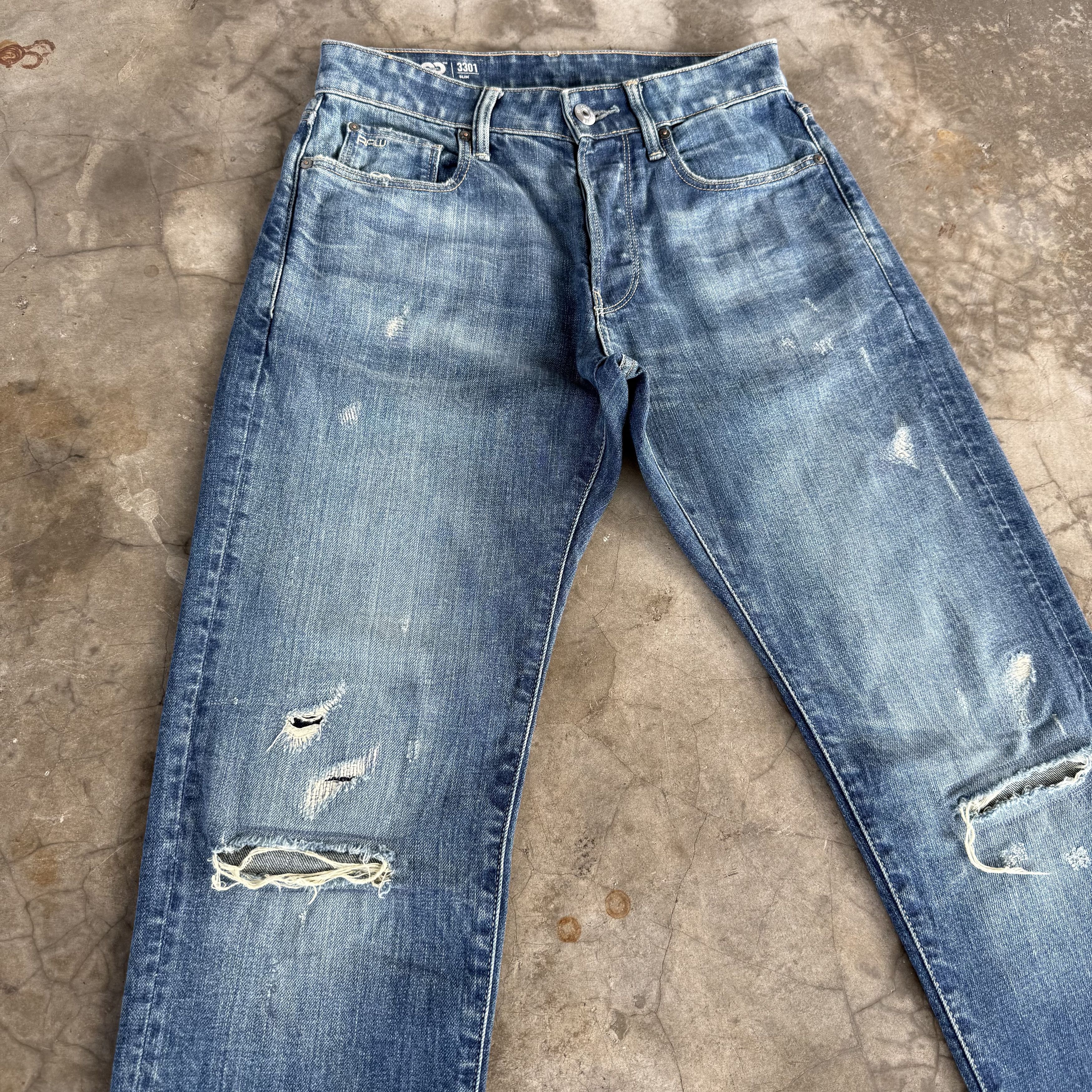 G-Star W29 Vintage G star ButtonFly Faded Ripped Denim Jean Size US 29 - 5 Thumbnail