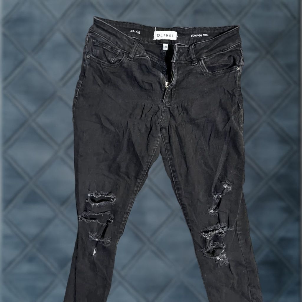 DL1961 DL1961 EMMA Power Legging Jeans Womens 28 Black Dark Wash Comfort Stretch Denim Jegging Slim 5-Pocket Logo City USA Girls Womens Size 28" / US 6 / IT 42 - 1 Thumbnail