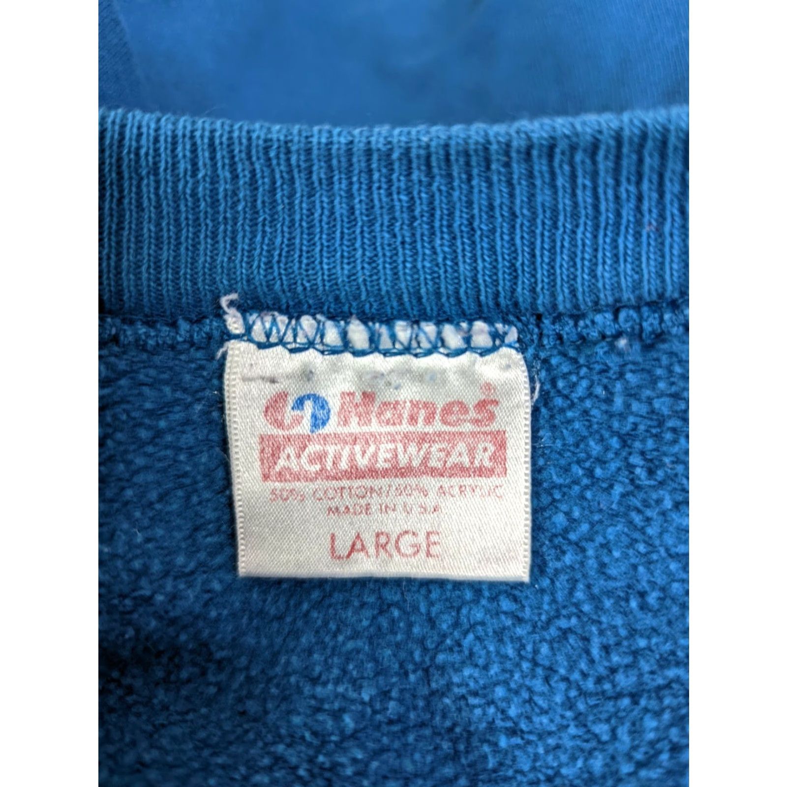 Hanes VINTAGE Hanes Sweatshirt Raglan Crewneck Large Blue Mens 80s 90s Made in USA Baseball Football Gym & Training Size US L / EU 52-54 / 3 - 2 Thumbnail