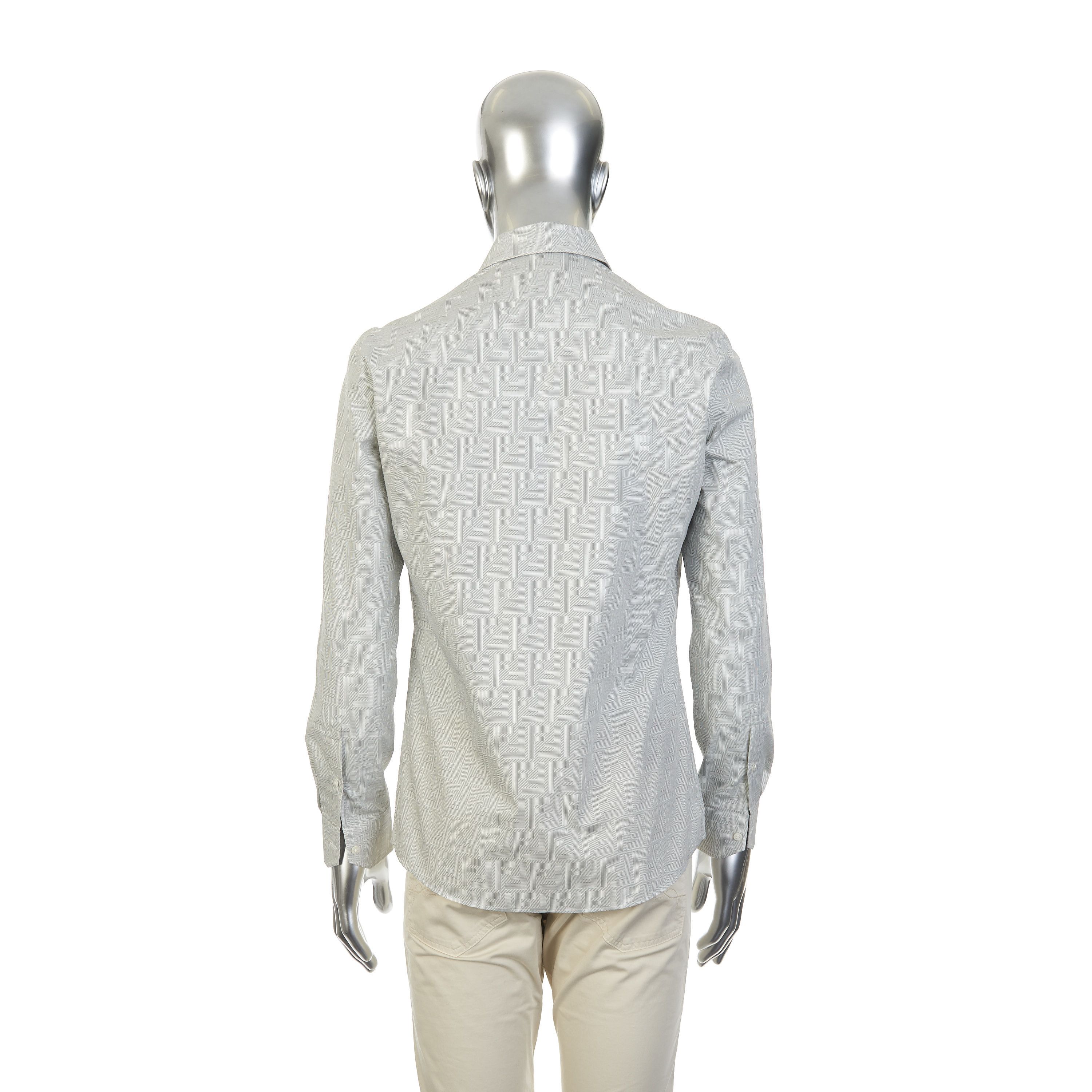 Fendi Longsleeve Shirt In Beige Cotton With Fendi Motif Print Size US M / EU 48-50 / 2 - 5 Thumbnail