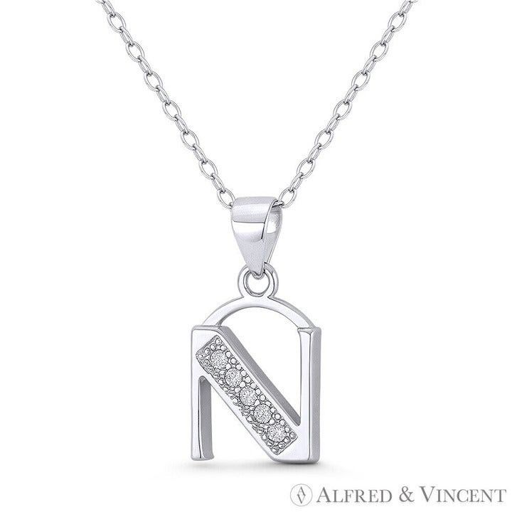 Other Initial Letter "N" Block Script CZ Crystal Pendant Size ONE SIZE - 1 Preview