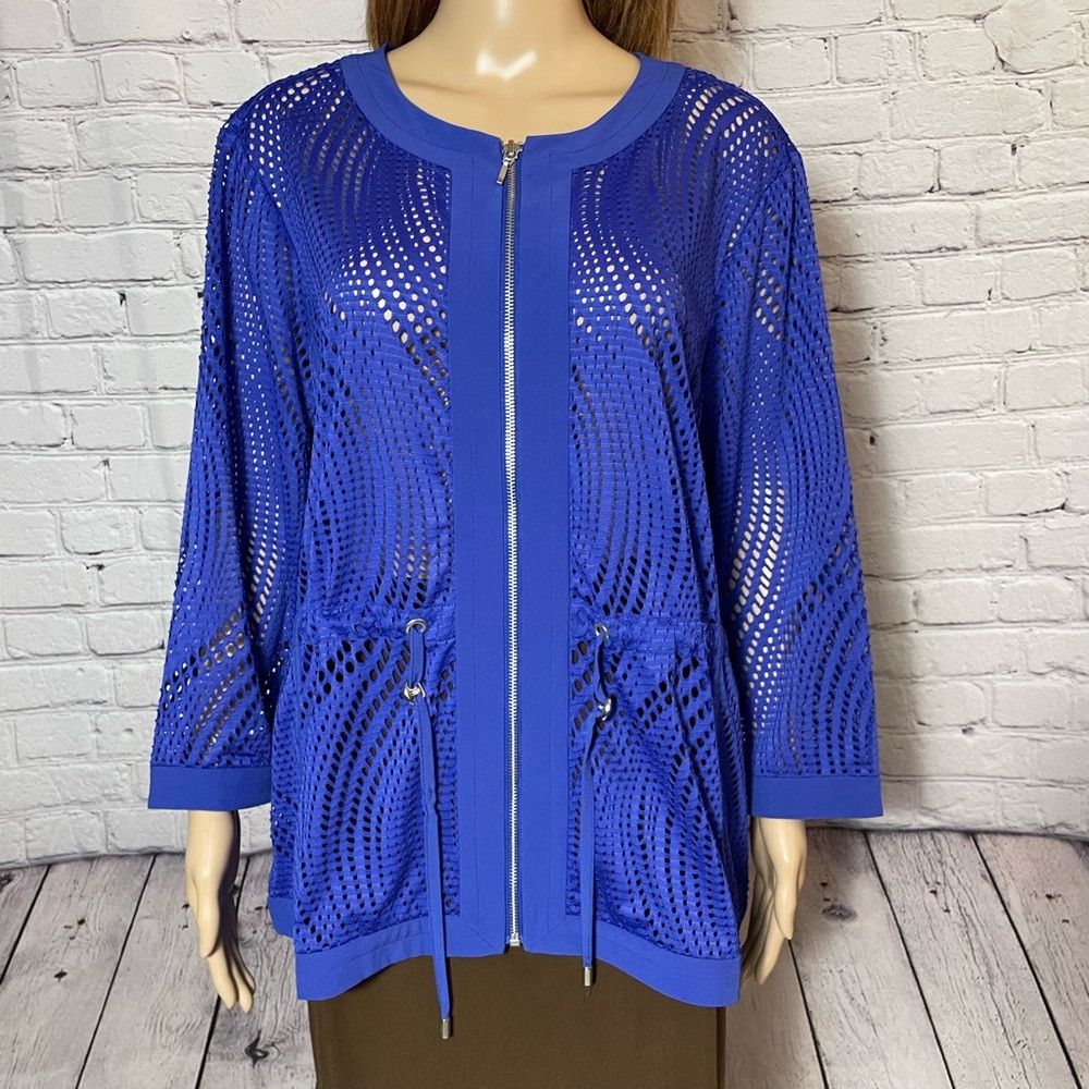 Chicos New Chico's Zenergy Perforated Neema Blue Jacket Size 3 US Size XL / US 12-14 / IT 48-50 - 4 Thumbnail