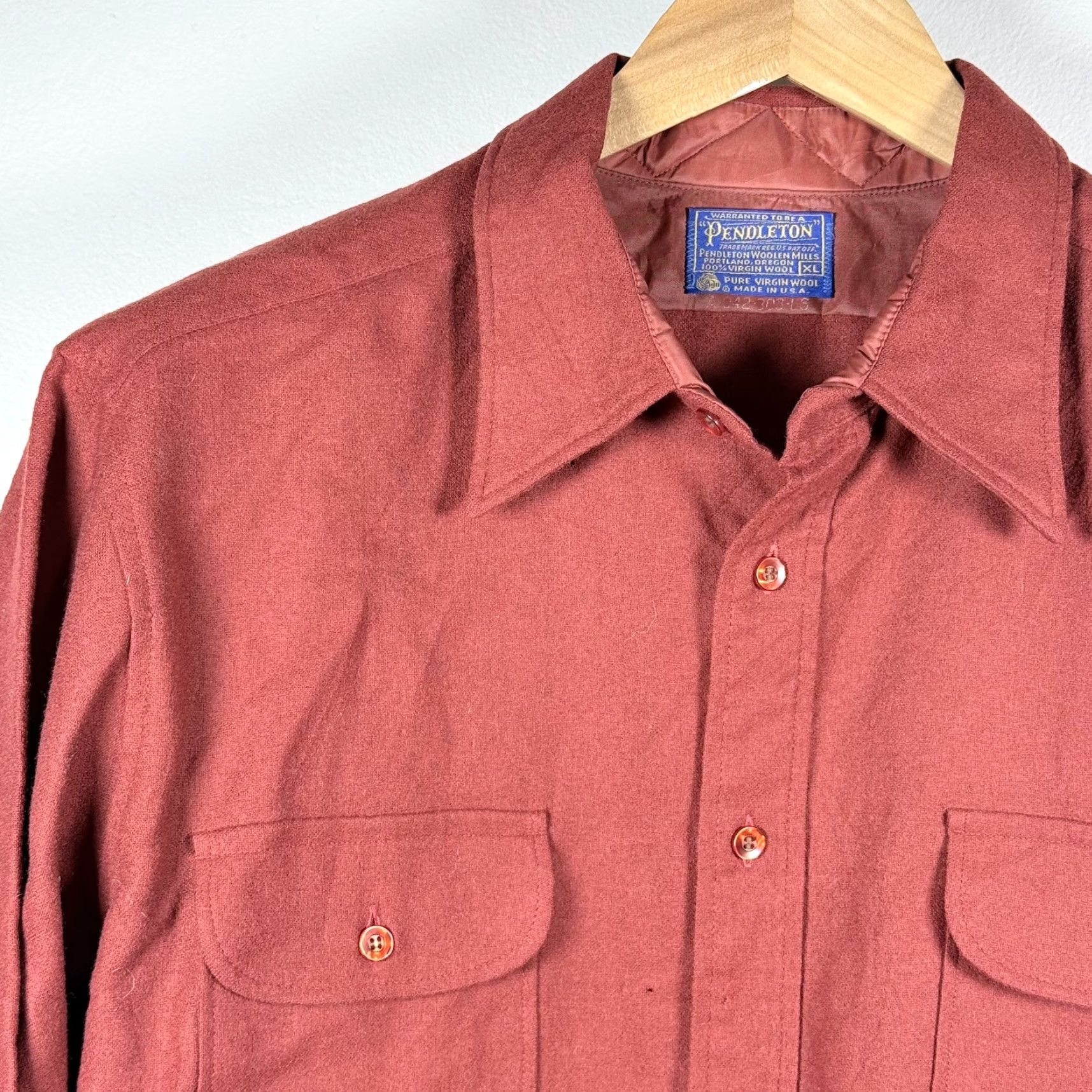 Pendleton VINTAGE Pendleton Shirt Red XL Wool Button-Up Long Sleeve Men USA Made Flaws Size US XL / EU 56 / 4 - 5 Thumbnail