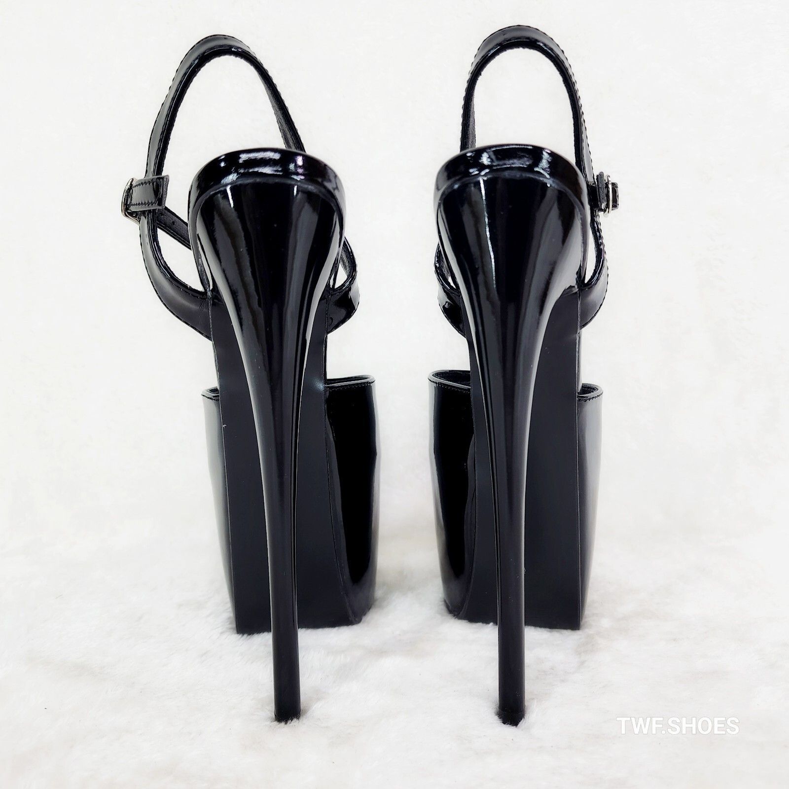 Other Black Patent 7" Stiletto Platform High Heel Shoes Size US 7 / IT 37 - 5 Thumbnail